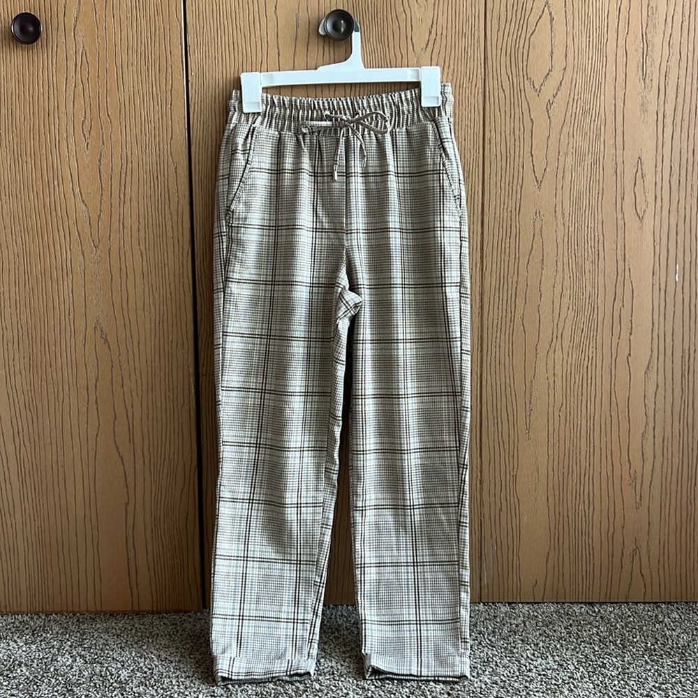 Bershka Plaid Drawstring Cuffed Pants